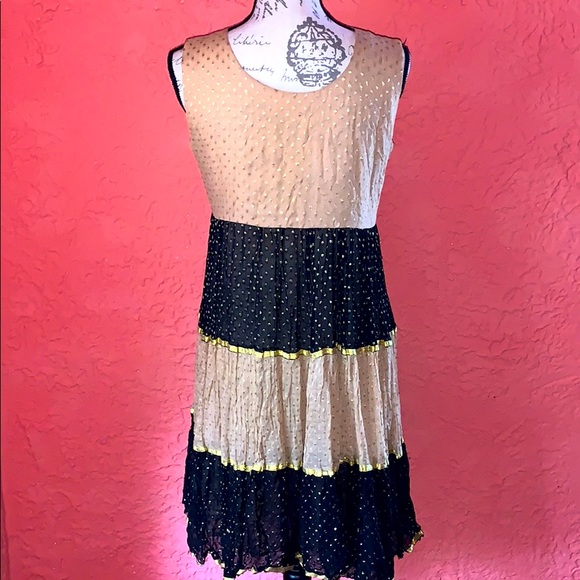 OOAK Handmade Embellished Metallic Boho Tier Dress - Picture 7 of 10